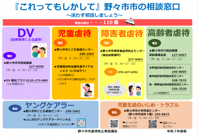 「これってもしかして」野々市市の相談窓口