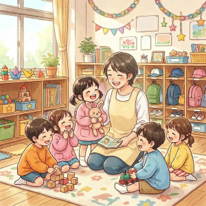 保育士と子どものイラスト
