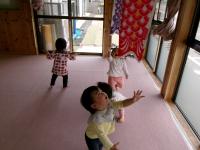1歳児　こいのぼりに手が届くかな